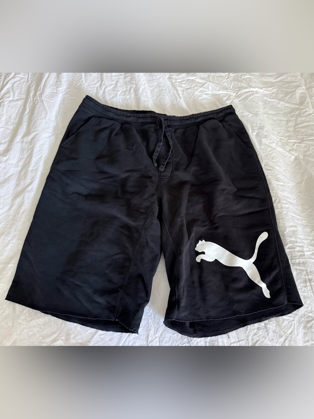 Puma Black Men's Logo Sweatshorts with White Puma Cat